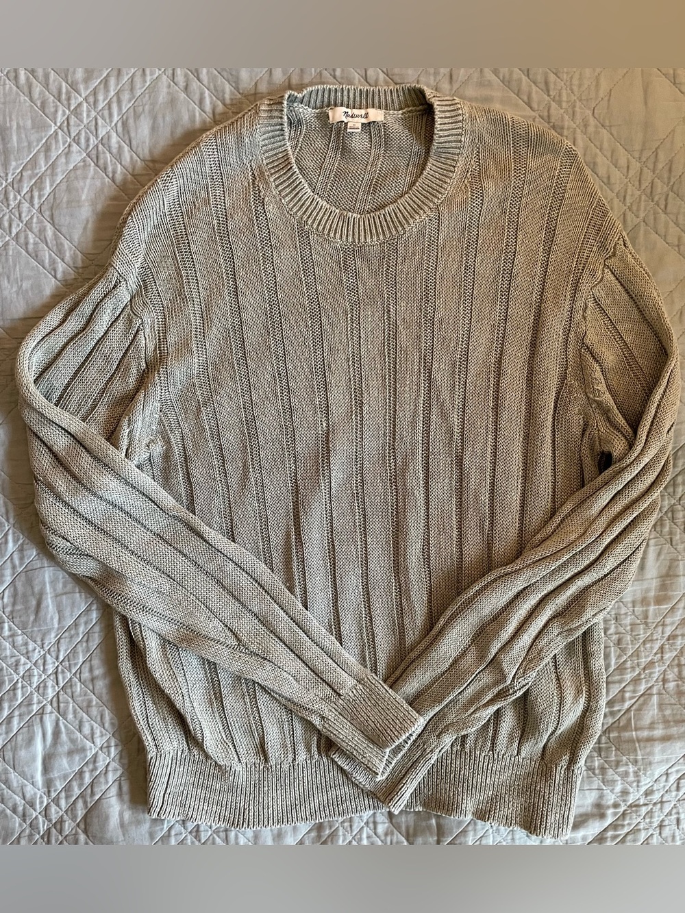 Madewell Crewneck Sweater in DuneRib Linen in Light Sage Size M $138 0A063 - Picture 8 of 10